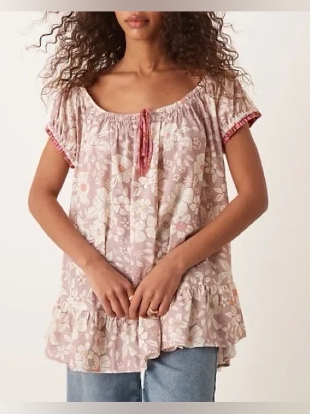 Free People Floral Peasant Blouse